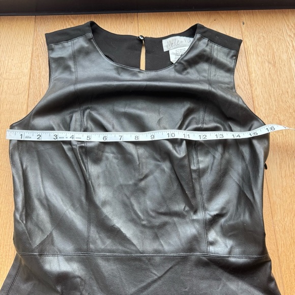 MODE DE VIE BLACK FAUX LEATHER SLEEVELESS MIDI DRESS - XS - Picture 12 of 17